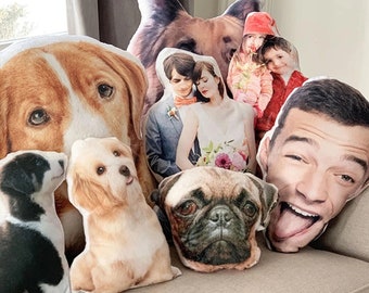 Op maat gevormd kussen van foto, gepersonaliseerd 3D-kussen, aangepast huisdiercadeau, aangepast gezichtskussen, hondkatkussen, kussencadeau voor papa moeder haar hem