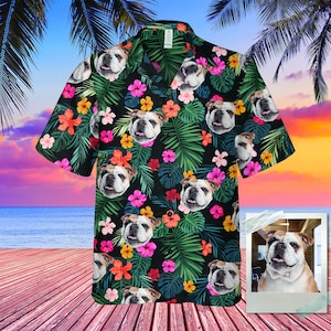 Personalized Photo Hawaiian Shirt Custom Dog Cat Face Holiday Tropical Pattern Shirt for Men Women Birthday Bachelor Party Gift Summer Gift image 5