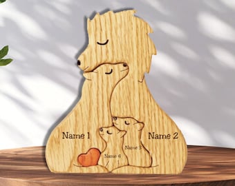 Wooden Lion Family Puzzle,3 Person Animal Figurines, Family Home Decor,Family Keepsake Gift,Gift for Parents,Animal Family,Father's Day Gift