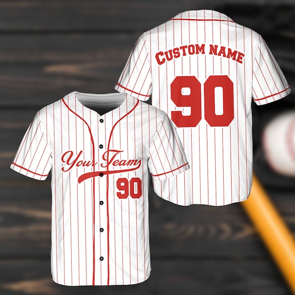 Equipo de nombre personalizado, camiseta de béisbol de color de línea de rayas personalizada para fanáticos del béisbol, camiseta de equipo de béisbol con número personalizado, camiseta de pareja de béisbol