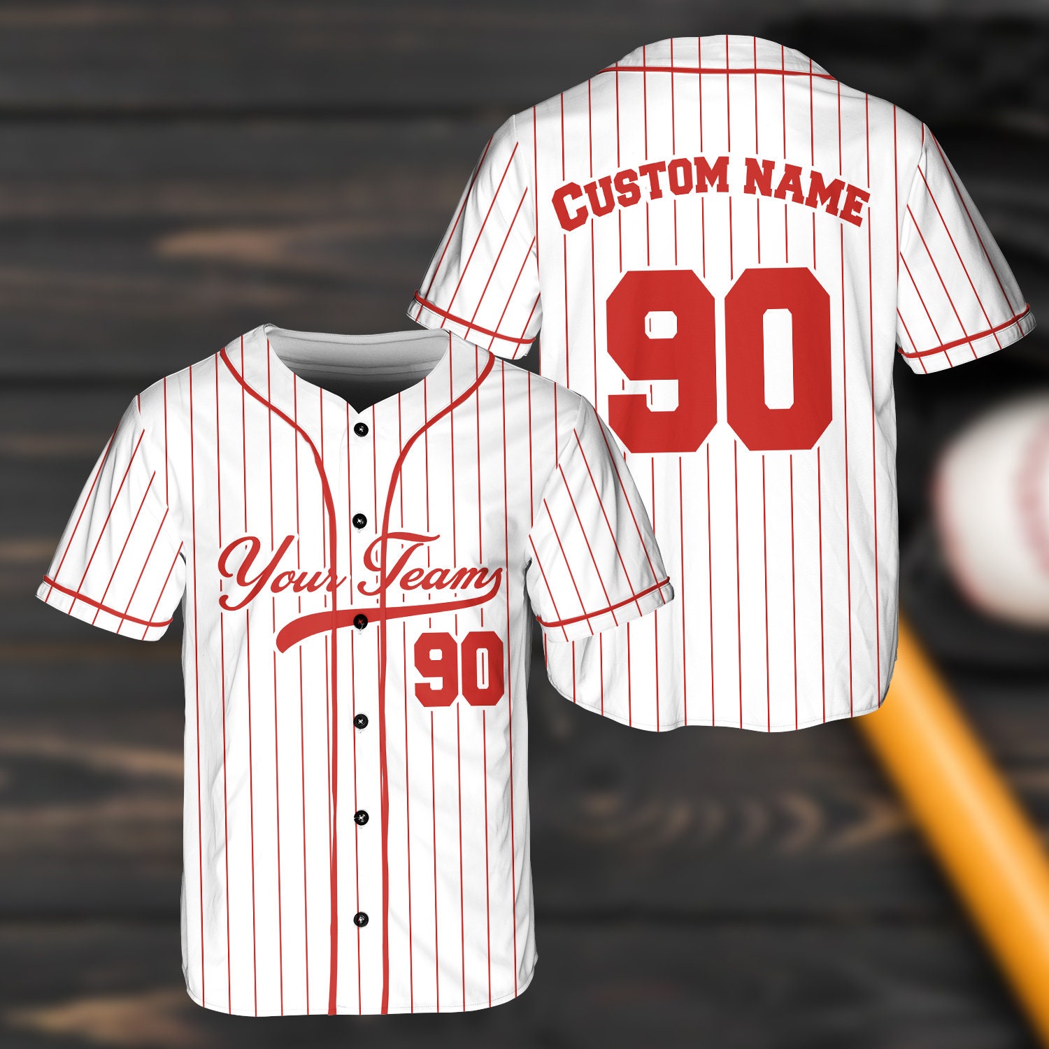 Personalized Name Team,Custom Stripe Line Color Baseball Jersey