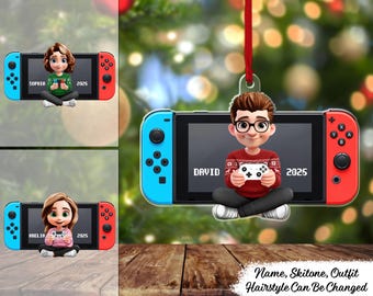 Best Player Custom Name Gaming Personalized Acrylic Ornament, Custom Boy Girl Gaming Christmas Ornament, Video Game Console Gift for Kids