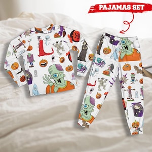 Matching Family Halloween Pajamas: Spooky Monster & Pumpkin Print