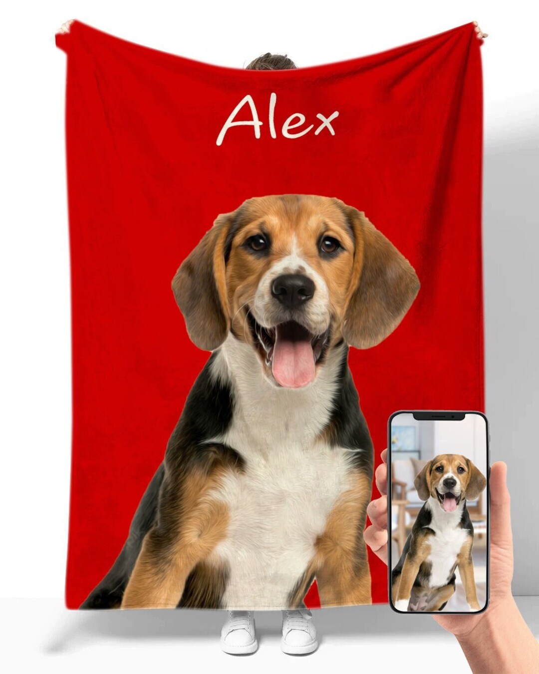 Custom Dog Face Blankets, Personalized Pet Photo Blanket, Fleece Dog