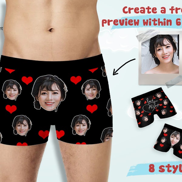 Custom Face Boxer Briefs, Personalized Photo Print Underwear Design, Custom Funny Boxer From Your Pictures, Gift for Him, Gift for Husband