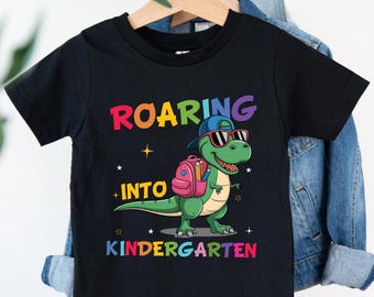 Roaring Into Kindergarten T-Rex Shirt: First Day of School Outfit