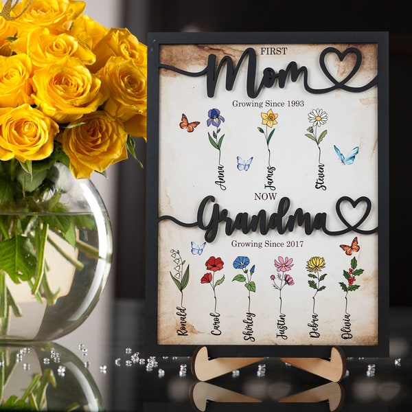 Personalized Birth Month Flowers Mothers Day, Custom Grandma's Garden Wooden Sign, Gift For Antie, Gift For Grandma, Mother's Day Gift