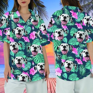 Personalized Photo Hawaiian Shirt Custom Dog Cat Face Holiday Tropical Pattern Shirt for Men Women Birthday Bachelor Party Gift Summer Gift image 9