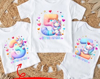 Unicorn Birthday Girl Shirt, Custom Age Tee or Onesie, Rainbow Pastel Unicorn Outfit, Toddler Birthday Gift, Girl Party Shirt