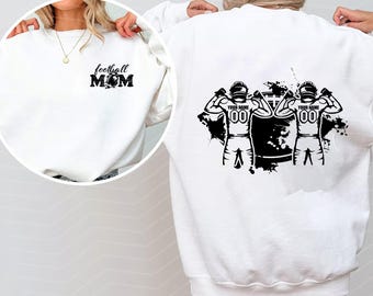 2 Player Football Mom Custom 2 Sided Football Game Day Apparel Mom Gift Proud Football Mama Personalized Name Number shirt sweatshirt