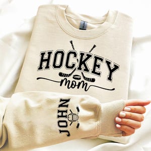 Custom Hockey Mom with kid name Shirt, Hockey Mama Hoodie, Sports Mom Sweater, Gift Shirt For Sports Mom, Hockey Mom Shirt, Sports Mom Shirt