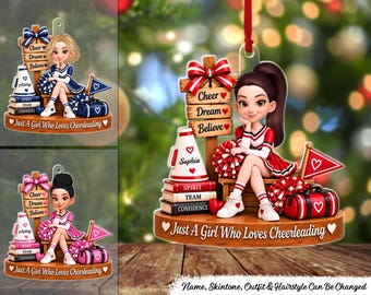 Custom Cheerleading Girl Name - Personalized Acrylic Ornament, Custom Cheerleading Christmas Ornament, Cheer Team Gift, Cheer Girl Keepsake