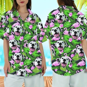 Personalized Photo Hawaiian Shirt Custom Dog Cat Face Holiday Tropical Pattern Shirt for Men Women Birthday Bachelor Party Gift Summer Gift image 7