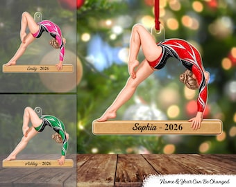 Gymnastic Is My Therapy - Personalized Acrylic Ornament, Custom Gymnast Name Christmas Ornament, Gymnast Girl Balance Beam Gift, Team Gift