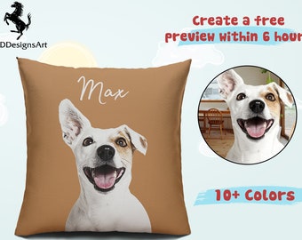 Almohada de mascota personalizada de su foto y nombre, almohada de perro de gato personalizada, fundas de almohadas de gato personalizadas, almohada de imagen de perro, almohada de imagen de mascota