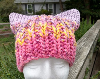 Hand Knitted Lavender and Pink Pussyhat