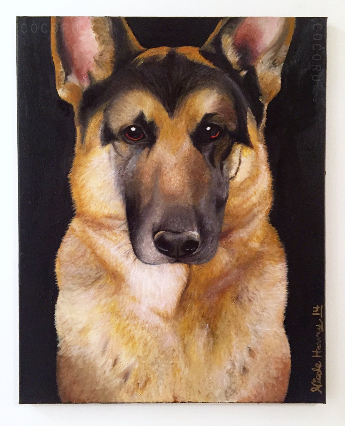 German Shepherd Portrait Oil Painting Etsy