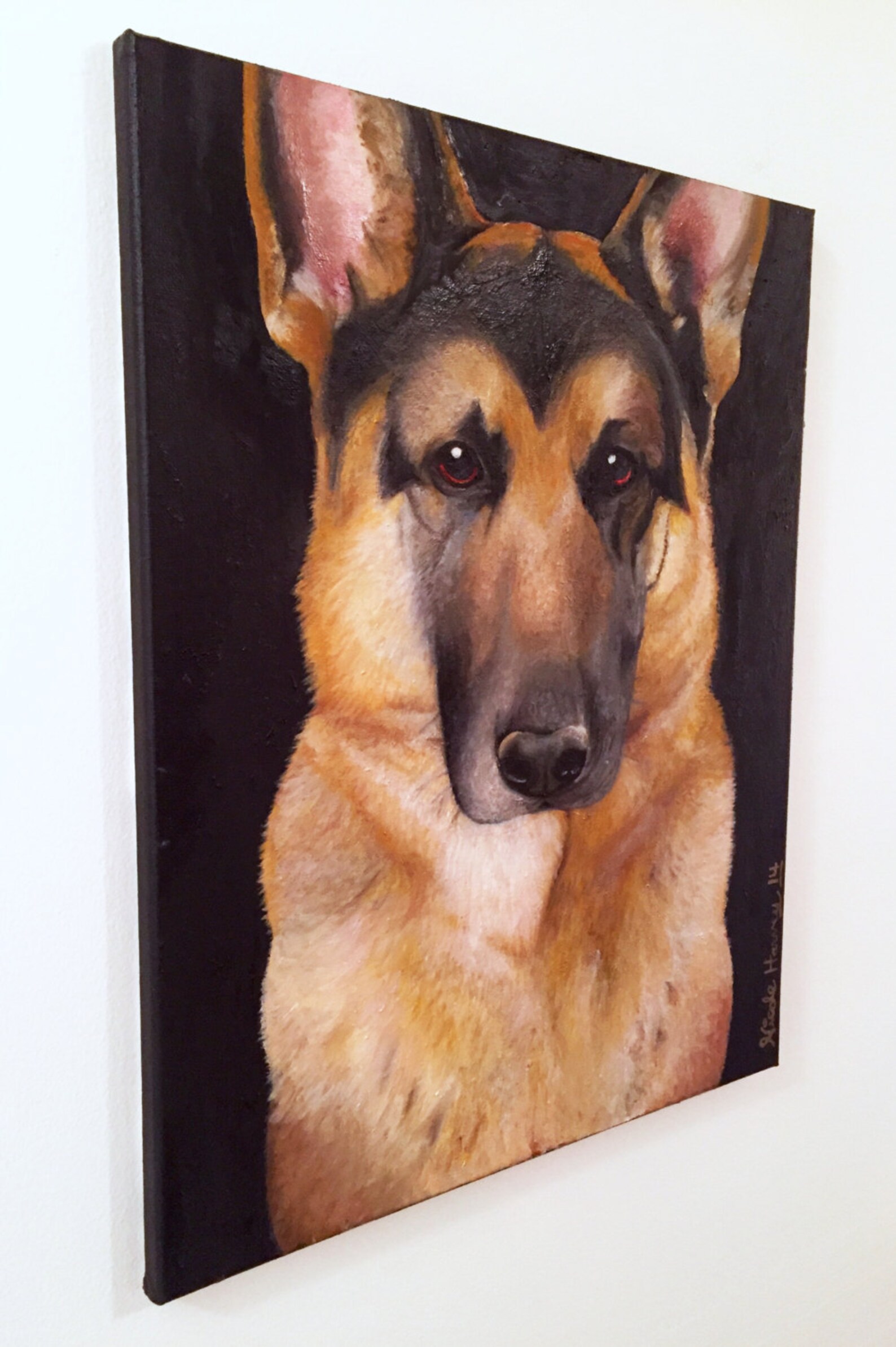 German Shepherd Portrait Oil Painting Etsy