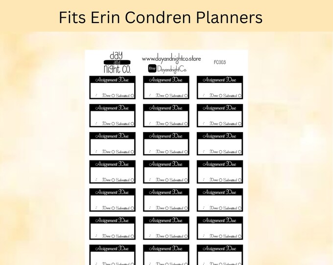 Foiled Assignment Due Planner Stickers