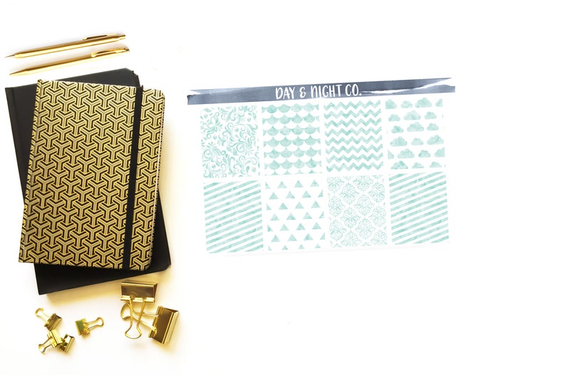 Perfect for Erin Condren Life Planners Mint Watercolor Sticker Set Journals Stickers.