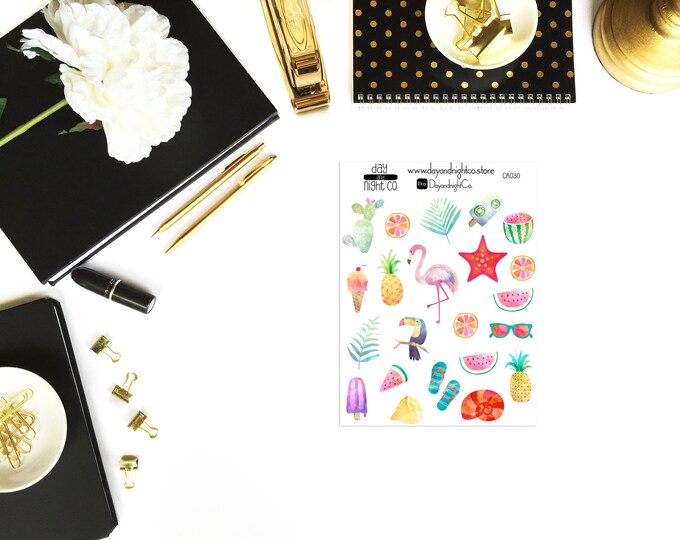 Tropical Sticker Set - Perfect for Erin Condren Life Planners, Journals, Stickers.