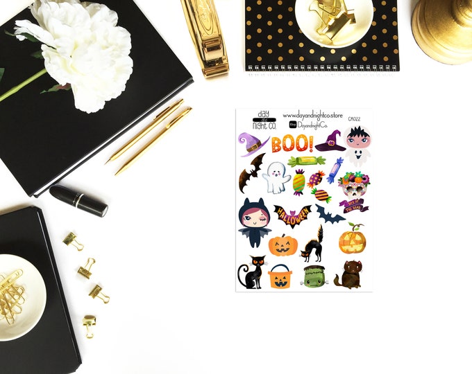 Halloween Kawaii Clipart - Perfect for Erin Condren Life Planner, Journals, Stickers.