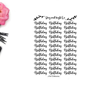 Foiled Birthday Script Planner Stickers
