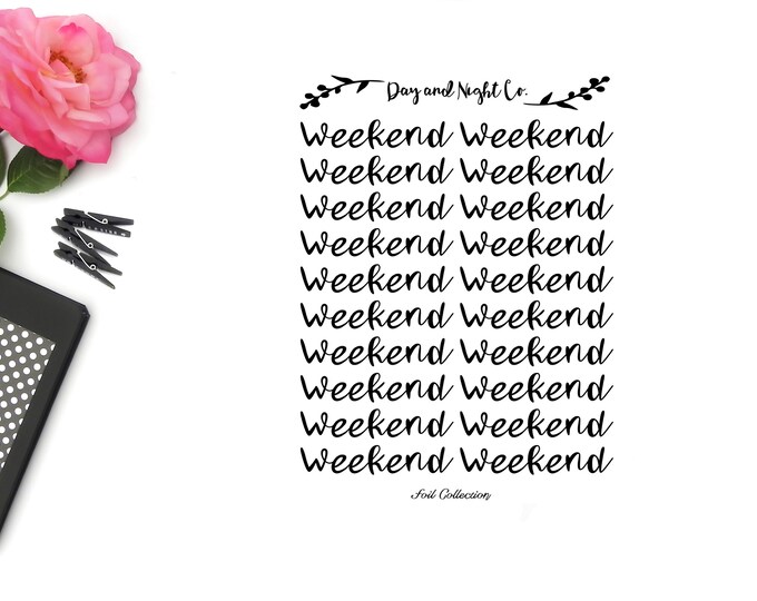 Foiled Weekend Script Planner Stickers