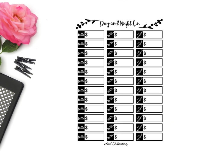 Foiled Custom Bill Tracker, Planner Stickers