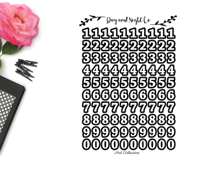 Foiled Number, Planner Stickers