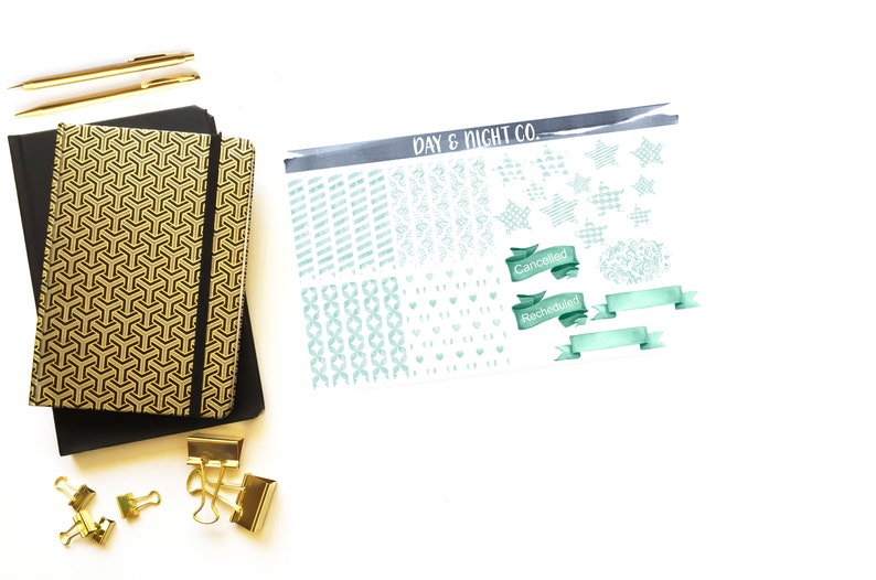 Perfect for Erin Condren Life Planners Mint Watercolor Sticker Set Journals Stickers.