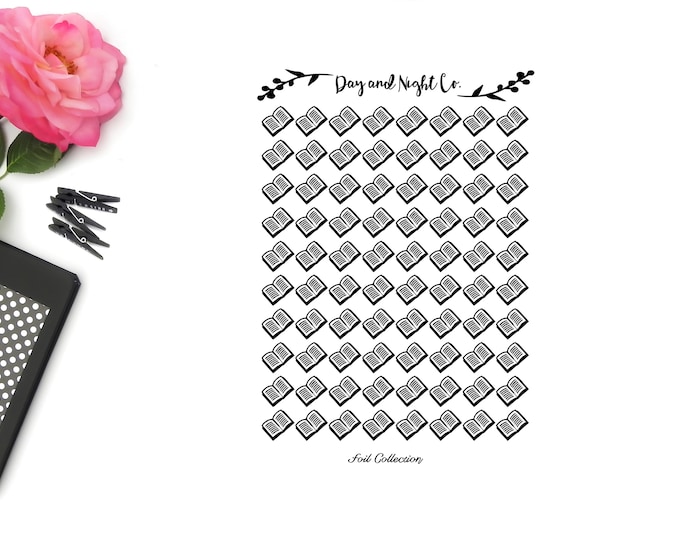 Foiled book icons, planner stickers