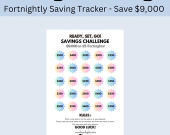 Savings Tracker, 9000 Savings Challenge Printable, 25 Envelope Savings Challenge, 9,000 Savings Challenge, 9K Savings Tracker, A4, A5, A6