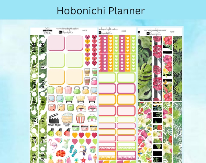 Tropical Hobonichi Planner, Journals, Stickers.