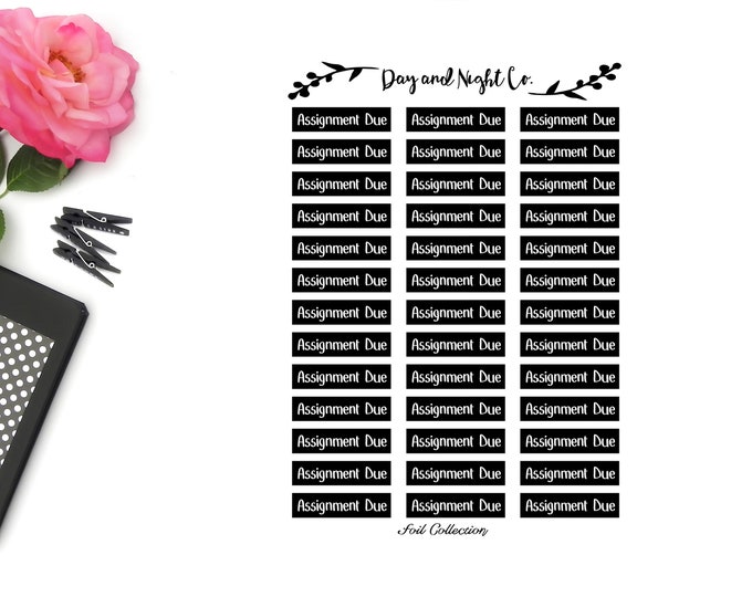 Foiled Assignment Due Planner Stickers, Assignment Header