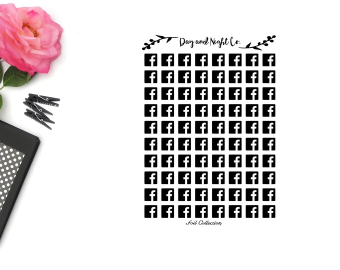 Foiled Facebook icons, planner stickers