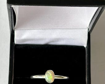 CRYSTAL Stacker Ring - Australian Opal - Lightning Ridge size US 8.25 or  P1/2 - multicolour