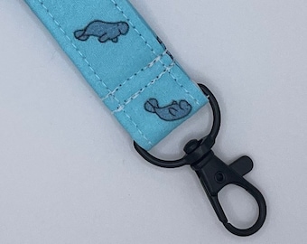 Manatee Fabric Keychain or Lanyard – Ocean Lover Gift, Breakaway Badge Holder