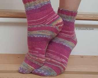 Hand knitted socks, Women wool socks, Multi-coloured knit socks, Casual socks, Made to order socks, Birthday gift for her