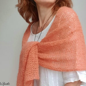 Hand Knitted Alpaca Silk Women Scarf, Lightweight Luxury Wedding Stole, Custom Knit