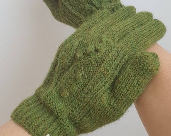 Hand knitted women gloves, Knit alpaca mittens, Birthday gift for women, Custom knit gloves, Handmade gift for her, Gift for wife