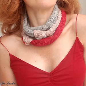 Hand Knitted Necklace Scarf: Bohemian Textile Jewelry