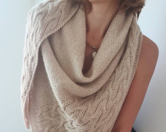 Hand knitted shawl, Handmade alpaca shawl, Shoulder wrap, Wedding shawl, Gift for mother, Birthday gift for women