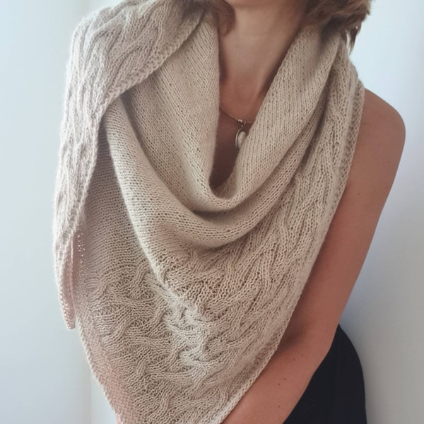 Hand knitted shawl, Handmade alpaca shawl, Shoulder wrap, Wedding shawl, Gift for mother, Birthday gift for women