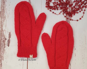 Hand knitted women mittens, Winter wool mittens, Luxury classic mittens, Custom made mittens, Mother's day gift, Birthday gift for women