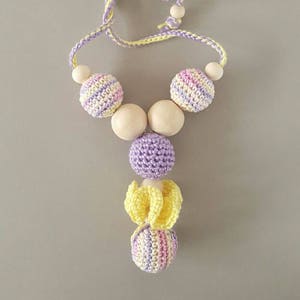 Hand Crocheted Cotton & Wood Bead Necklace: Eco-Friendly Textile Jewelry