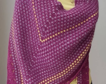 Hand knitted triangular shawl, Ready to ship, Handmade purple merino wool shawl, Mohair knit shoulder wrap, Gift for women, Mohair shawl