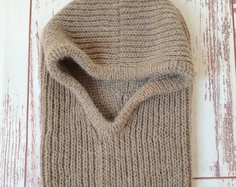 Luxuries winter knitted hood, Hooded cowl, Alpaca knit balaclava, Bonnet, Ski mask, Knitted warm helmet, Gift for women