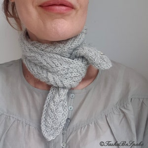 Handstickad alpackahalsduk, geometriskt aranstickat pannband, halsduk för kvinnor bild 1