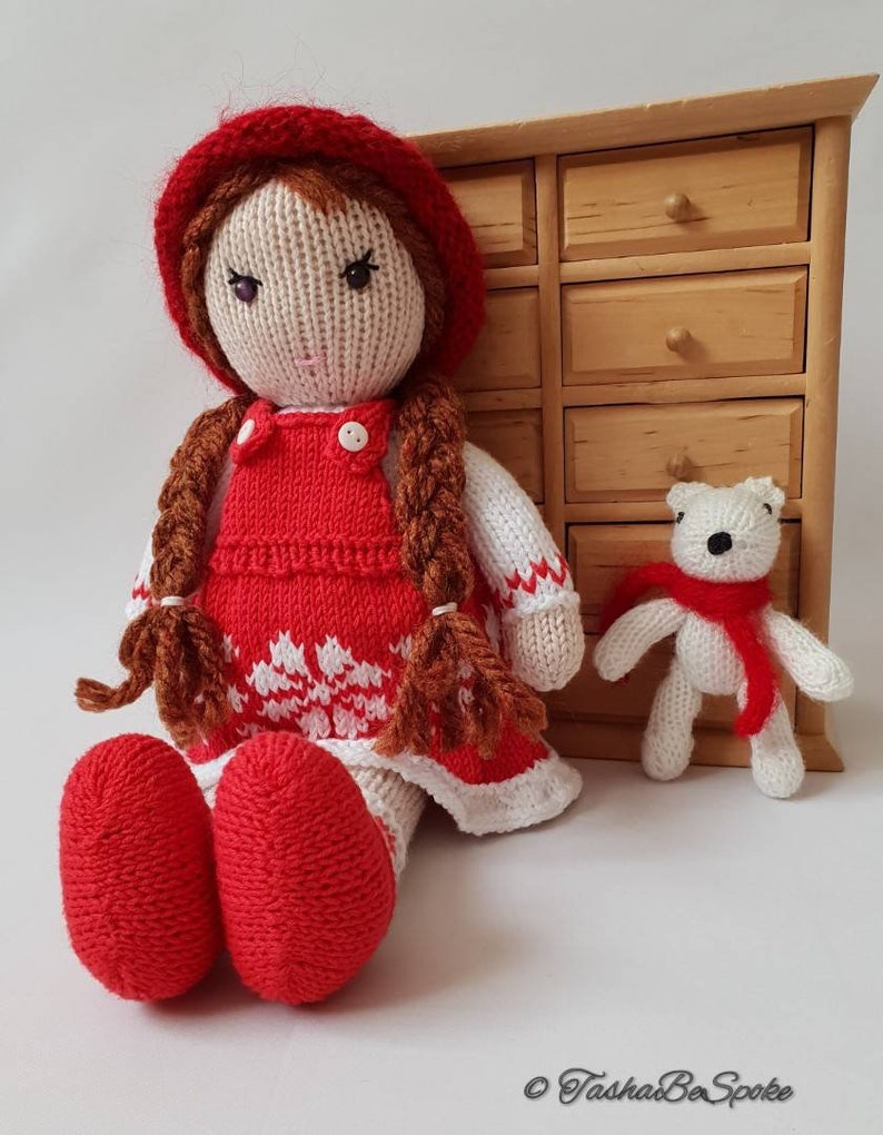 Knitted Doll in a Red Dress Handmade Doll Handcrafted Doll Etsy